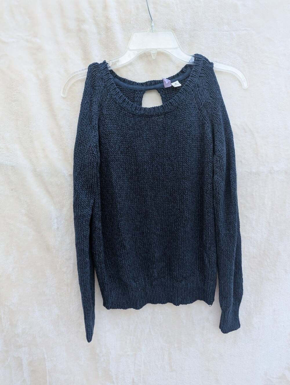 Alya Dark Blue Knit Cold Shoulder Sweater Size M